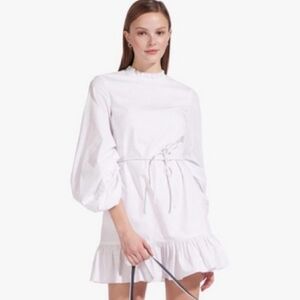 STAUD long sleeve Carolina Dress in white size 0
